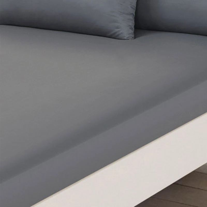 Image of OHS OHS Plain Dyed Non-Iron Fitted Bed Sheet in Mid Grey Size: King Fitted Mid Grey King Fitted Unisex 5027434099665
