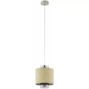 Image of Hanging Ceiling Pendant Light Seagrass Shade & Glass E27 Hallway Feature Lamp
