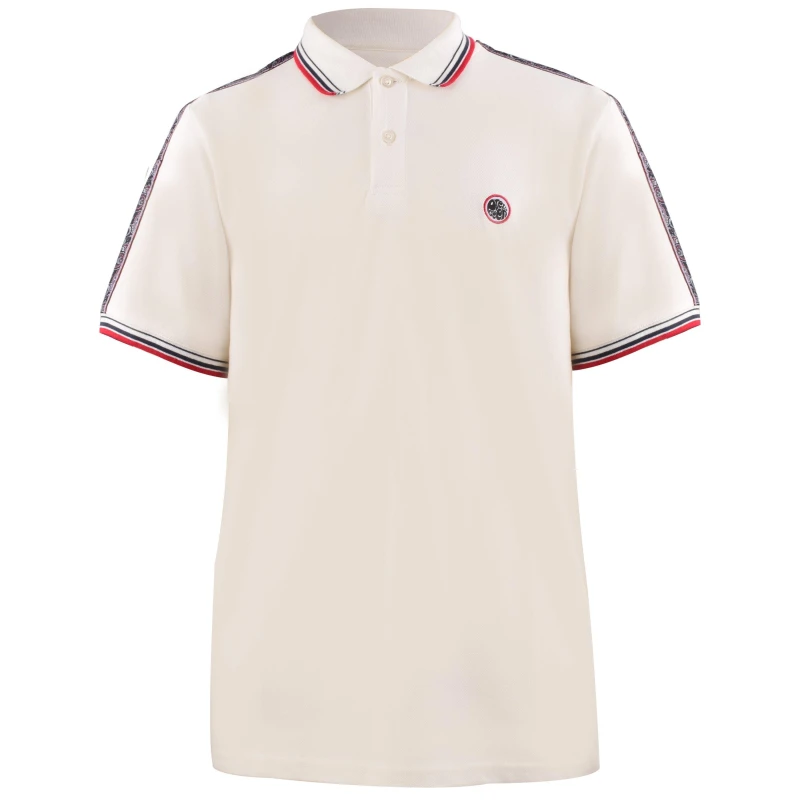 Image of Pretty Green Mens Eclipse Tape Short-Sleeve Polo Shirt White male Small
