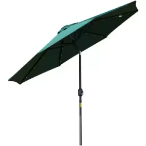 Image of 2.7m Patio Garden Umbrella Outdoor Parasol with Hand Crank w/ 24 LEDs Lights (Green) - Outsunny