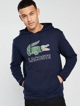 Image of Lacoste Sportswear Big Croc Logo Hoodie - Navy, Marine, Size 7, Men