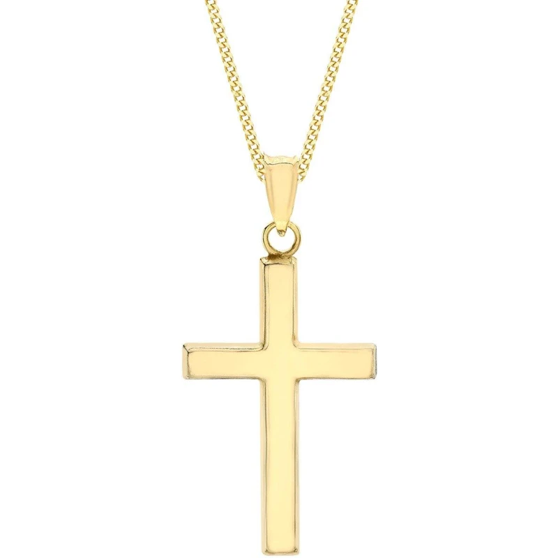 Image of Be You 9ct Gold Plain Cross Necklace Gold female 18inch