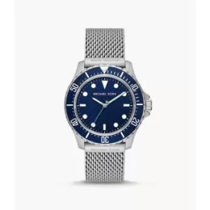 Image of Michael Kors Mens Everest Three-Hand Stainless Steel Mesh Watch - Silver