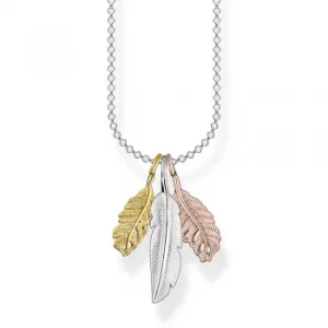 Image of THOMAS SABO Silver Three Colour Feathers Necklace KE2054-431-7-L45V