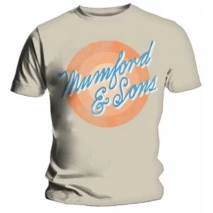 Image of Mumford & Sons Sun Script Mens White T Shirt: Small