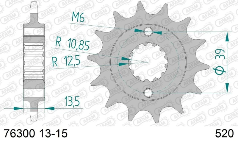 Image of AFAM Steel Standard Front Sprocket 76300 - 520