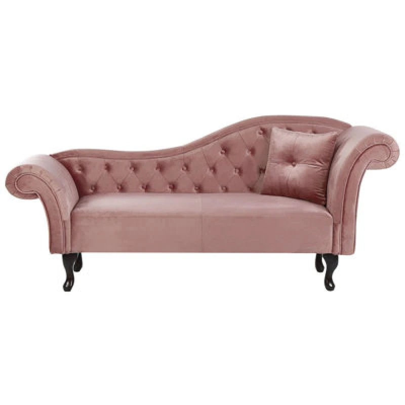 Image of Beliani Right-Hand Chaise Lounge Lattes Velvet Pink