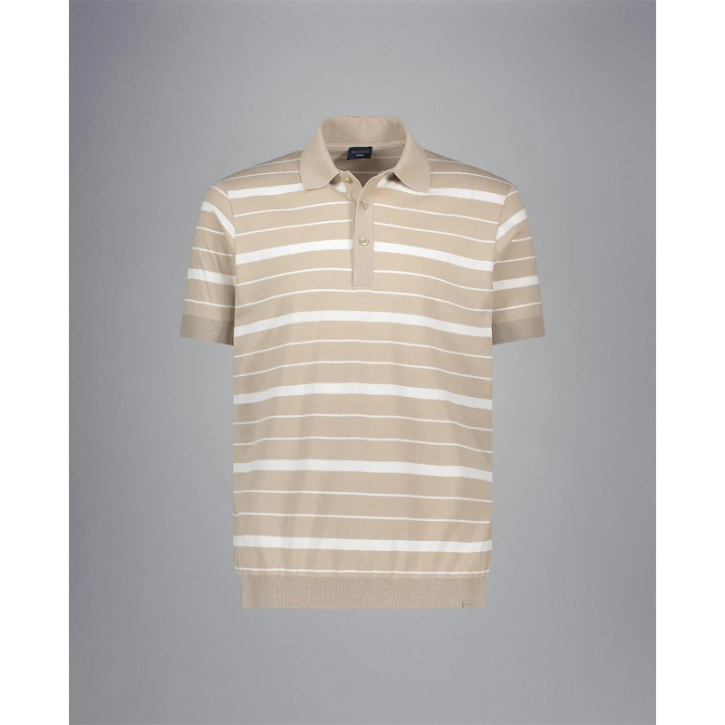 Image of Paul And Shark Mens Stripe Short Sleeve Polo Shirt Brgt Wht Fg male S