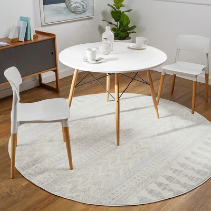 Image of Livabliss Round Scandi Modern Grey/taupe Louna Area Rug 200 X 200 Cm - Easy Care, Non Shedding, Ideal For Living Room & Bedroom