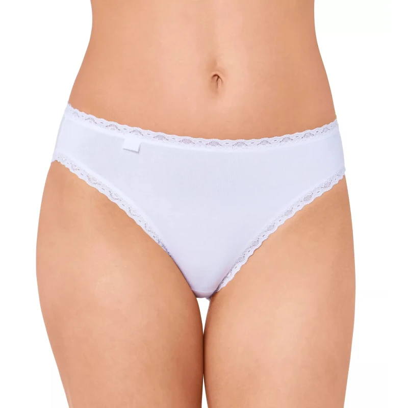 Image of Sloggi Pack of 3 24/7 Cotton Lace High Cut Knickers White Women 12;14;16;18;20;22