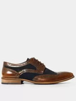 Image of Joe Browns Dapper High Shine Leather And Suede Brogue - Brown, Size 7, Men