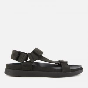 Image of Clarks Mens Sunder Range Nubuck Sandals - Black - UK 7