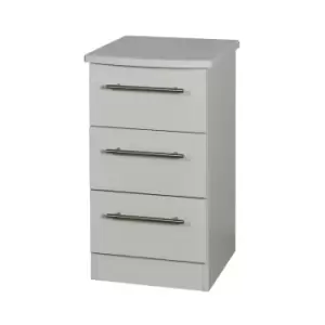 Image of Sherwood Matt Grey 3 Drawer Wireless Charging Bedside Table (H)695mm (W)395mm (D)415mm