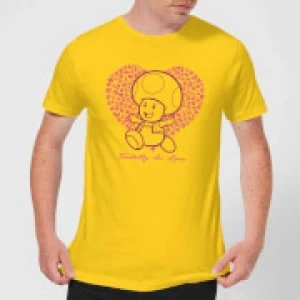 Image of Super Mario Toadally In Love Mens T-Shirt - Yellow - M