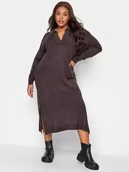 Image of Yours Fine Gauge V Collar Dress Purple, Purple, Size 14-16, Women