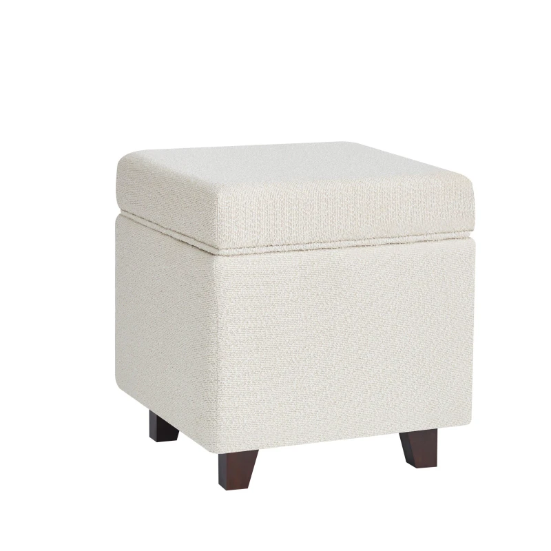Image of Alan Symonds Cambridge Boucle Square Storage Ottoman Footstool Cream unisex 50x46cm