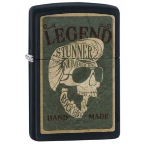Image of Zippo Legendary Skull Design Black Matte Finish Windproof Lighter