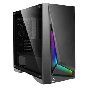 Image of Antec DP301M Micro Tower 2 x USB 3.0 Tempered Glass Side Window Panel Black Case with Addressable RGB LED Lighting