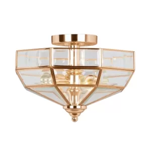 Image of Old Park 2 Light Semi-Flush Bowl Lamp, Rose Gold