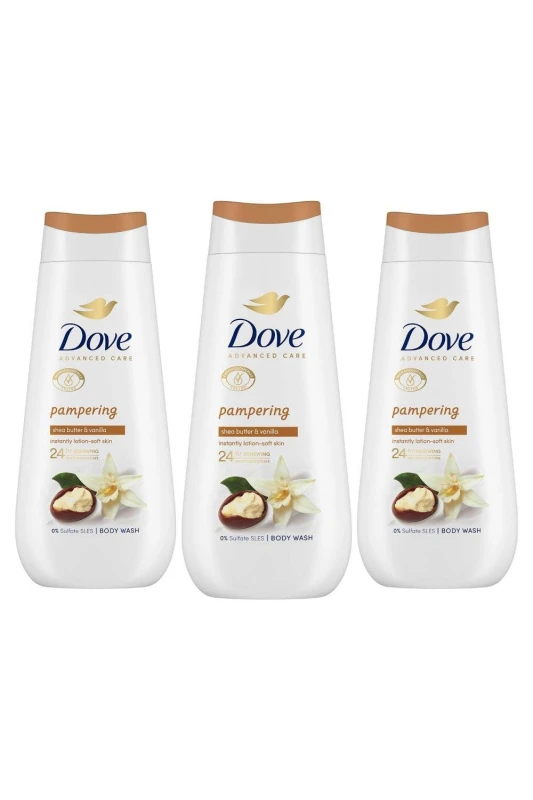 Image of Dove 'Body Wash' Pampering 24Hrs Renewing Micromoisture 3x 225ml White female