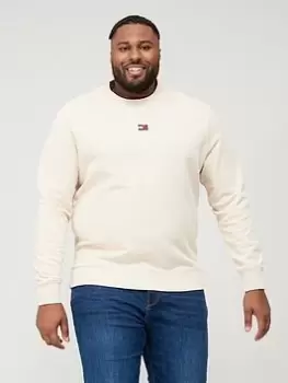 Image of Tommy Jeans Big & Tall XS Badge Crew Neck Sweatshirt - Beige