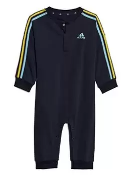 Image of adidas Infant 3-Stripes All-in-One - Navy, Size 9-12 Months