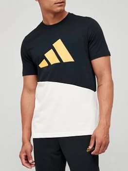 Image of adidas Future Colour Block T-Shirt - Black/White/Gold, Size M Men