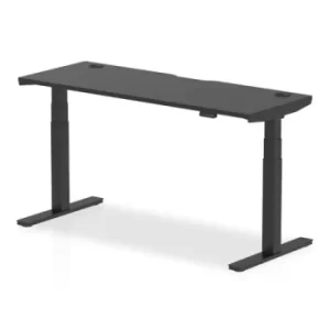 Image of Air Black Series 1600 x 600mm Height Adjustable Desk Black Top with Cable Ports Black Leg