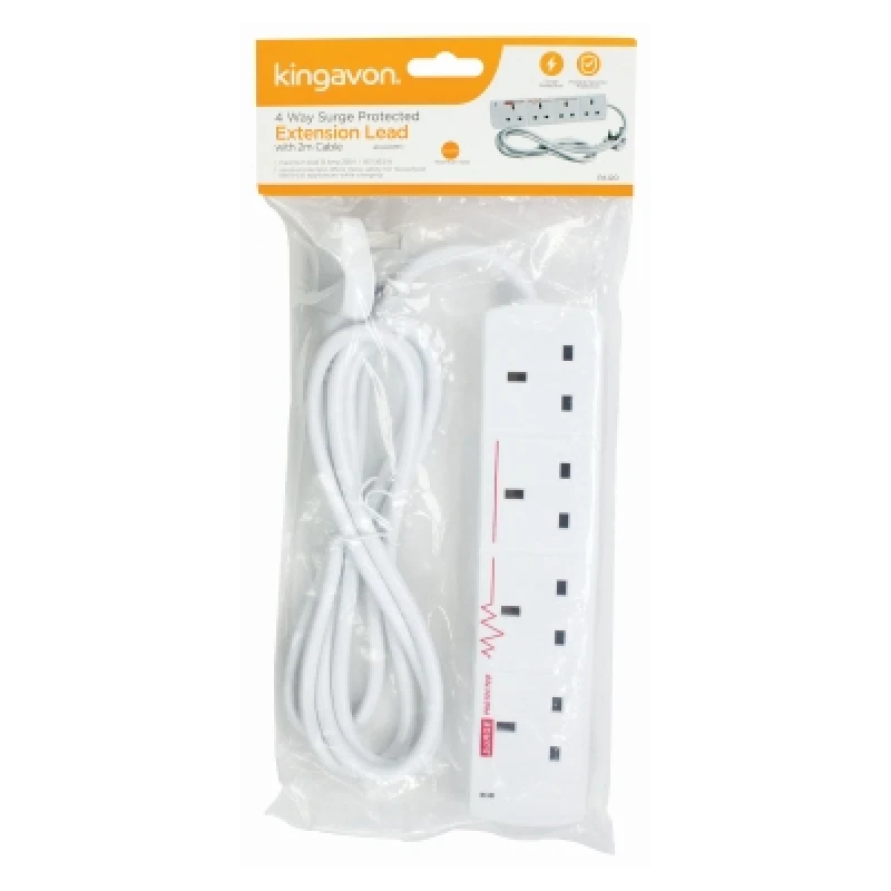 Image of Kingavon 4 Way Surge Protected Extension Lead With 2M Cable