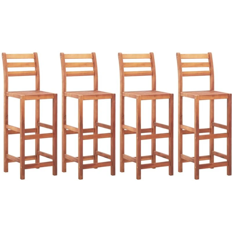 Image of vidaXL 4x Solid Acacia Wood Bar Chairs with Backrest Garden Counter Stool