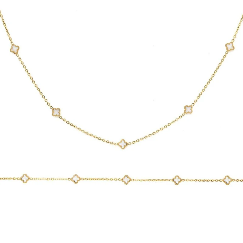 Image of Say It With Clover Dainty Gift Set Gold & pearl Size: 16" Gold Unisex 16"
