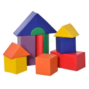 Image of Homcom 11 Piece Kids Soft Foam Play Blocks Set, Multi