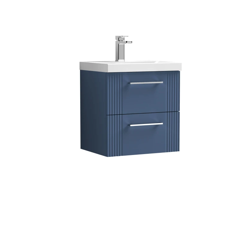 Image of Balterley Wall Hung 2 Drawers Vanity Unit - Thin-Edge Basin 500mm, Satin Blue Blue Unisex