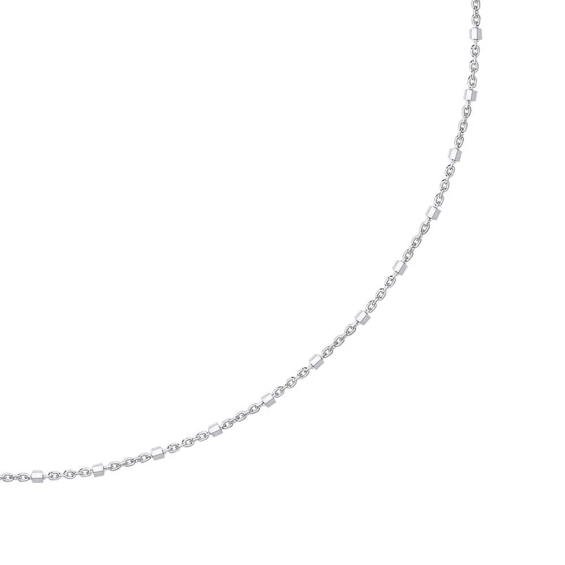 Image of Jewelco London Silver Octagon Prism Bead Chain Choker Collarette Necklace 14" - GVCL012RH Silver female