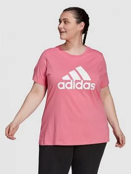 Image of Adidas Essentials Big Logo Tee - Plus Size, Rose, Size 3X, Women