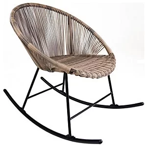Image of Charles Bentley Bali Rocking Chair Natural PE Rattan, Powder Coated Steel Frame