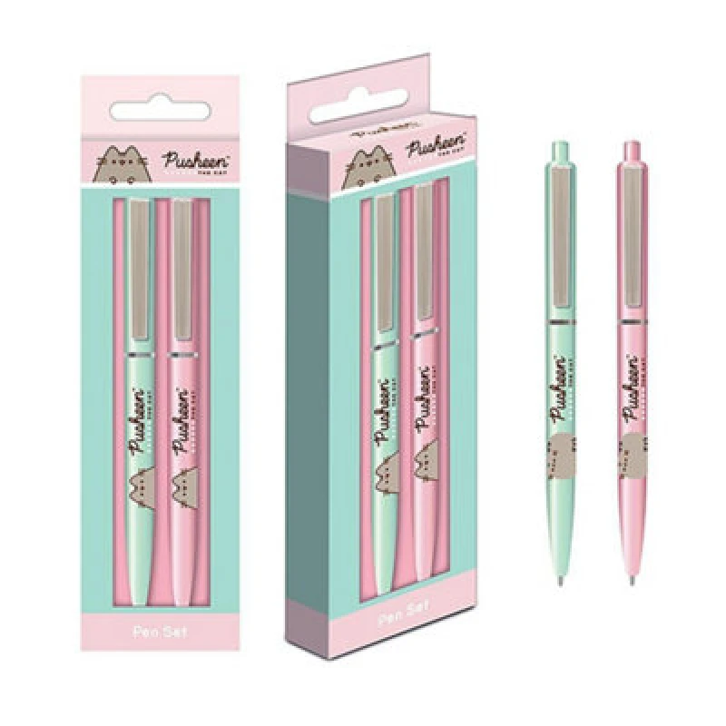 Image of Pusheen Pusheen Botanical Pen Set Pack of 2 in Pink Pink One Size Unisex 5063107273581