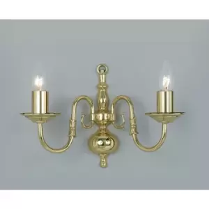 Image of Impex Flemish Polished Brass Candle Wall Lamp