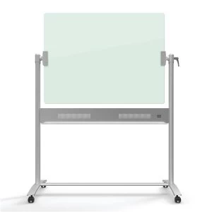 Image of Nobo Diamond 900 x 1200mm Mobile Glassboard with Brilliant White Glass Surface on Horizontal Pivott