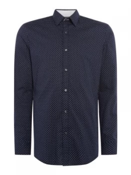Image of Mens Michael Kors Diamond pin dot slim fit shirt Blue