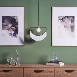 Image of Jupiter Polished Brass Pendant Ceiling Light with White Tassels