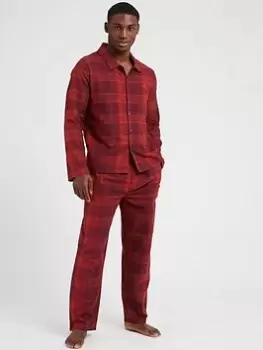 Image of Calvin Klein Long Sleeve Pyjama Pants Set - Red , Multi Size M Men
