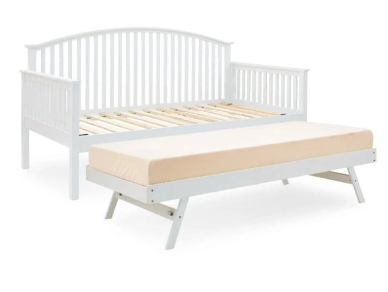Image of GFW Madrid White Wooden Day Bed with Guest Bed Frame - 3ft Single