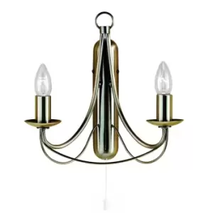 Image of Maypole 2 Light Multi Arm Candle Wall / Ceiling Pendant Antique Brass, E14