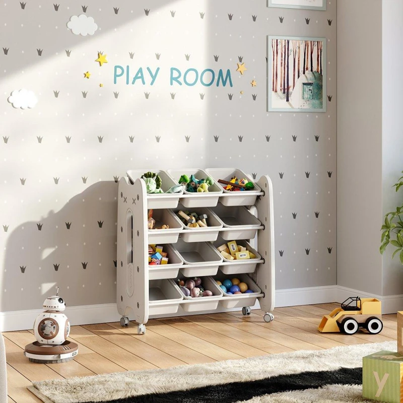 Image of LIFE IDEAS Rolling 4 Tier Plastic Toy Storage Organizer Beige unisex One size