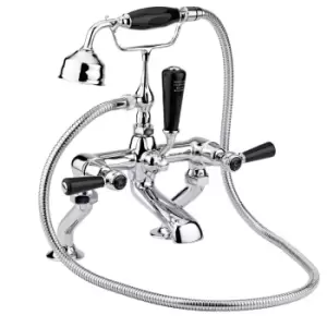 Image of Hudson Reed Black Topaz With Lever & Domed Collar Bath Shower Mixer - Chrome / Black