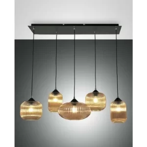 Image of Fabas Luce Gillis Cluster Pendant Ceiling Light Amber Glass, E27