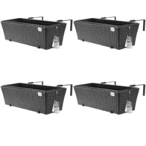 Image of Polyrattan Flower Boxes 4 Pcs. Black