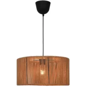 Image of Zumaline Maori Cylindrical Pendant Ceiling Light, Black, 1x E27