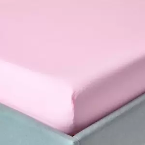 Image of Pink Egyptian Cotton Deep Fitted Sheet 200 Thread Count, Single - Pink - Pink - Homescapes